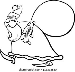 Cartoon Illustration of Christmas Santa Claus or Papa Noel for Coloring Book