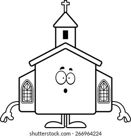A cartoon illustration of a church looking surprised.