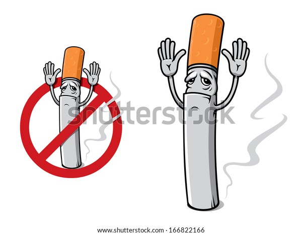 Cartoon Illustration Cigarette Sad Face Hands Stock Vector (royalty 