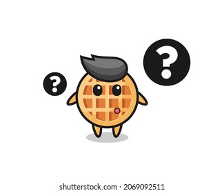 Cartoon Illustration of circle waffle with the question mark , cute design