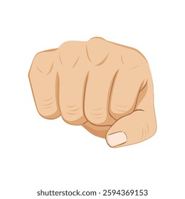 Cartoon illustration of a clenched fist vector on white background