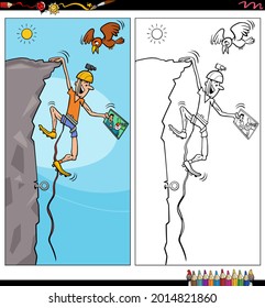 Ilustración de caricatura de la página del libro de colorear personajes de historietas de climber