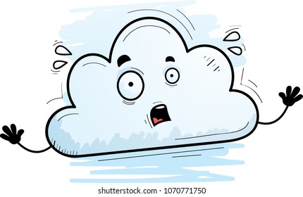 A cartoon illustration of a cloud looking scared.