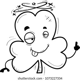 A cartoon illustration of a clover looking drunk.