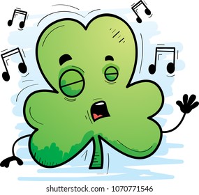 A cartoon illustration of a clover singing.