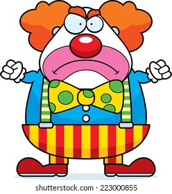 A cartoon illustration of a clown with an angry expression.