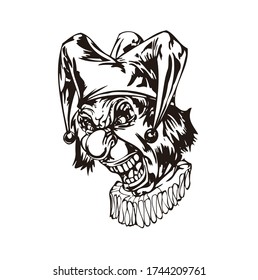 Cartoon Illustration Clown Face Vector can be for car stickers, tattoos