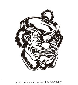 Ilustración de dibujos animados El vector de la cara de payaso puede ser para pegatinas de coches, tatuajes