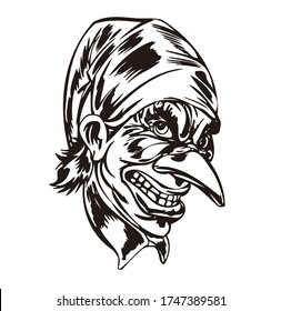 Cartoon Illustration Clown Face Vector can be for car stickers, tattoos