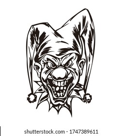 Ilustración de dibujos animados El vector de la cara de payaso puede ser para pegatinas de coches, tatuajes