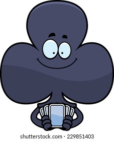 A cartoon illustration of a club card suit playing cards.