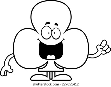 A cartoon illustration of a club card suit with an idea.