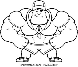 A cartoon illustration of a coach looking confident.
