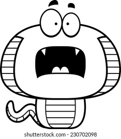 A cartoon illustration of a cobra looking scared.