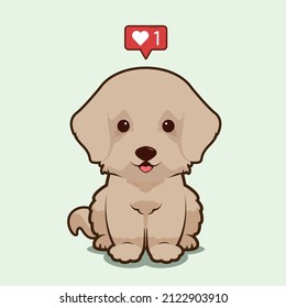 Cartoon illustration of cockapoo dog sitting with love icon. Vector illustration of cockapoo dog