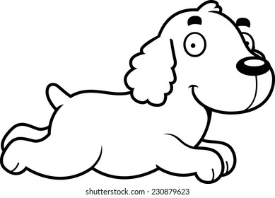 A cartoon illustration of a Cocker Spaniel running.