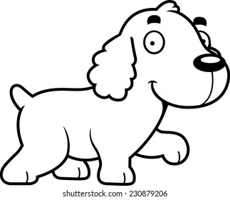 A cartoon illustration of a Cocker Spaniel walking.