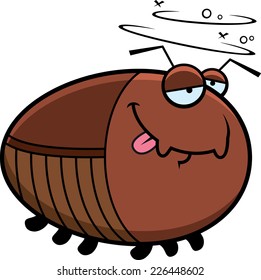 A cartoon illustration of a cockroach looking drunk.