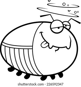 A cartoon illustration of a cockroach looking drunk.