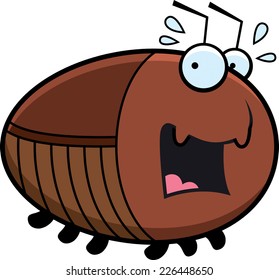 A cartoon illustration of a cockroach looking scared.