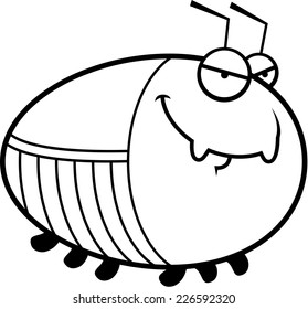 A cartoon illustration of a cockroach with a sly expression.