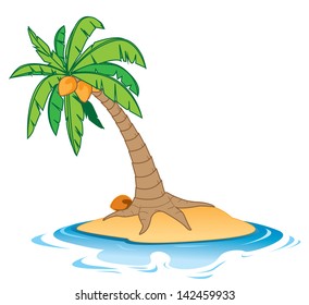 Cartoon Illustration Coconut Tree On Small Stock Vector (Royalty Free ...