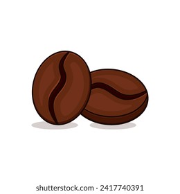 cartoon illustration of coffee beans isolated on a white background. Clipart coffe cartoon illustration