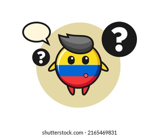 Cartoon Illustration of colombia flag badge with the question mark , cute style design for t shirt, sticker, logo element
