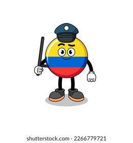 Cartoon Illustration of colombia flag police , character design