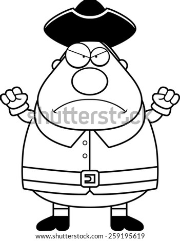 A cartoon illustration of a colonial man looking angry.