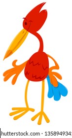 Cartoon Illustration of Colorful Funny Fantasy Bird Animal Character