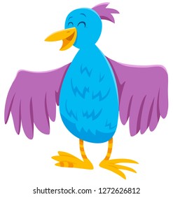 Cartoon Illustration of Colorful Happy Fantasy Bird or Parrot Funny Animal Character