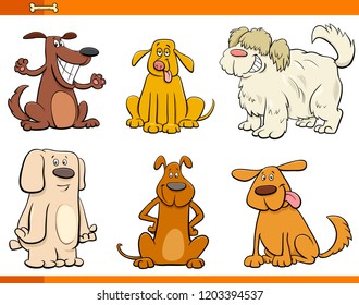 Cartoon Illustration of Comic Dogs or Puppies Animal Characters Set