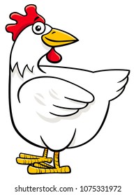 Cartoon Illustration of Comic Hen or Chicken Animal Character