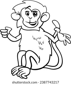 Cartoon illustration of comic vervet monkey primate animal character coloring page