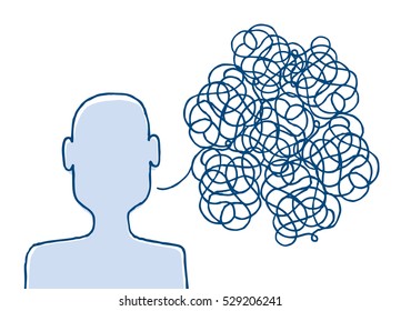 Cartoon illustration of a communication mess or tangled message