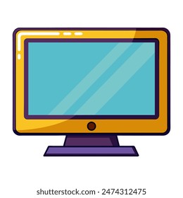 A cartoon illustration of a computer monitor displaying a blue screen