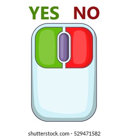 Cartoon illustration of computer mouse with red and green buttons vector icon for web