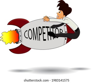 cartoon illustration concept bussiness competitor