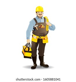 Cartoon illustration of a construction worker