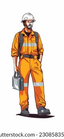 Dibujo de un trabajador de la construcción. fondo blanco. ilustrador vectorial art. obrero de construcción. industria. para logotipos de mascota. 