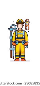 Dibujo de un trabajador de la construcción. fondo blanco. ilustrador vectorial art. obrero de construcción. industria. para logotipos de mascota. 