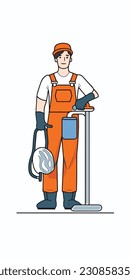 A cartoon illustration of a construction worker. white background. vector illustration art. construction worker. industry. for mascot logos. 