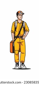 Dibujo de un trabajador de la construcción. fondo blanco. ilustrador vectorial art. obrero de construcción. industria. para logotipos de mascota. 