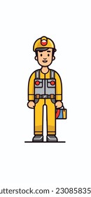 A cartoon illustration of a construction worker. white background. vector illustration art. construction worker. industry. for mascot logos. 