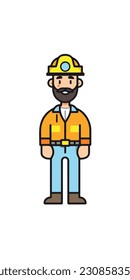 A cartoon illustration of a construction worker. white background. vector illustration art. construction worker. industry. for mascot logos. 