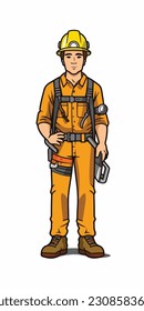 Dibujo de un trabajador de la construcción. fondo blanco. ilustrador vectorial art. obrero de construcción. industria. para logotipos de mascota. 