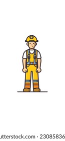 A cartoon illustration of a construction worker. white background. vector illustration art. construction worker. industry. for mascot logos. 