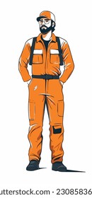 A cartoon illustration of a construction worker. white background. vector illustration art. construction worker. industry. for mascot logos. 