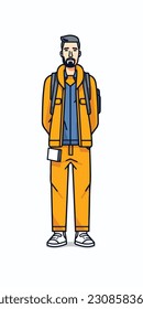 A cartoon illustration of a construction worker. white background. vector illustration art. construction worker. industry. for mascot logos. 
